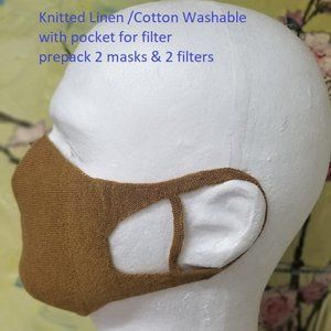 Knitted washable reusable stretchable linen/cotton